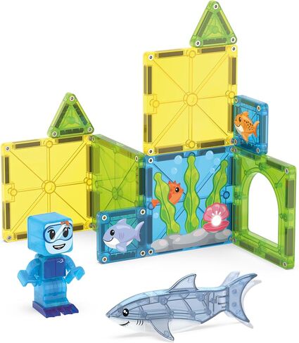 MAGNA-TILES Shark Dive 13-Piece Magnetic Construction Set, The Original Magnetic Building Brand in Kuwait