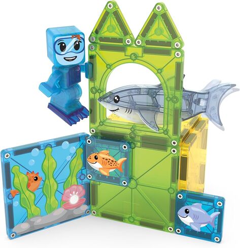MAGNA-TILES Shark Dive 13-Piece Magnetic Construction Set, The Original Magnetic Building Brand in Kuwait