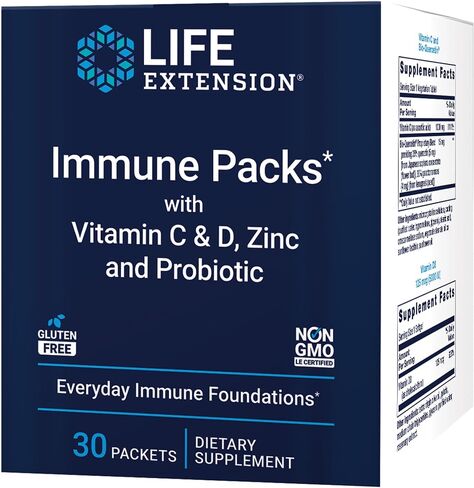 Life Extension - Immune Packs with Vitamin C & D, Zinc and Probiotic (30 Packs) in Kuwait