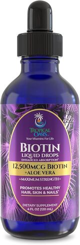 Maximum Strength Liquid Biotin Drops w/ 12,500 MCG – Best Vitamins for Fast Hair Growth, Reduced Hair Loss, Healthy Skin & Strong Nails -5X More Potent Than Pills– Max Absorption, Vegan– 4oz, 30 Serv in Saudi Arabia