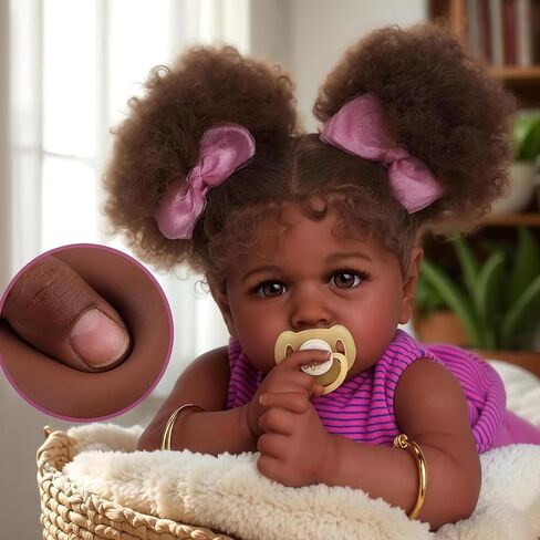 JIZHI 22 Inch Black Reborn Baby Dolls, Realistic Baby Doll with Accessories in Kuwait