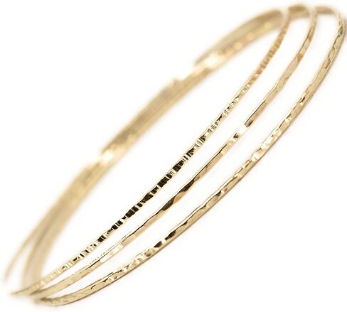 14k gold filled Bangles hammered slip on set of 3 textures, Mu-Yin Jewelry Handmade in USA in Kuwait