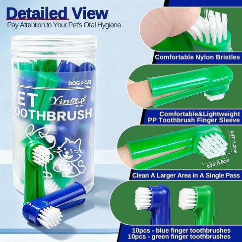 20Pcs Dog Finger Toothbrush with Soft Nylon Bristles 2.36in/6cm in Kuwait