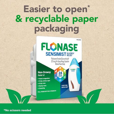 Flonase Sensimist Allergy Relief Nasal Spray Non Drowsy Allergy Medication, Gentle Mist - 120 Sprays - Fall and Seasonal Allergy Relief in Kuwait