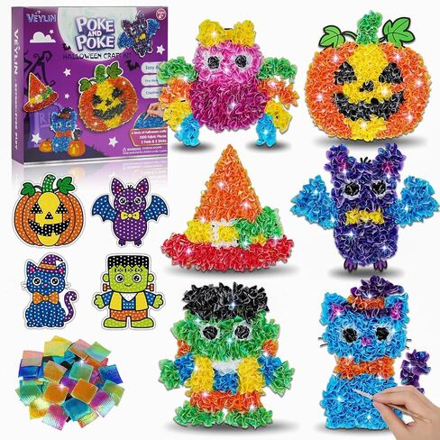 VEYLIN Poke and Poke Art Kit for Kids Ages 4-8, Halloween Pumpkin DIY Craft in Kuwait