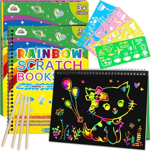 ZMLM 2 Pack Rainbow Scratch Paper Notebooks: Art Crafts for Kids Ages 4-8 in Saudi Arabia