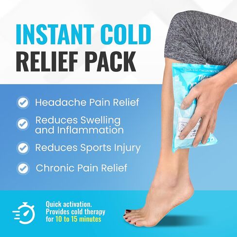 عبوة ضغط باردة فورية من ICEWRAPS 4×7 للإسعافات الأولية والرياضة - صندوق مكون من 50 قطعة | عبوة ثلج فورية للاستعمال مرة واحدة للإصابات وتخفيف آلام العضلات وعرق النسا وآلام الأسنان in Kuwait