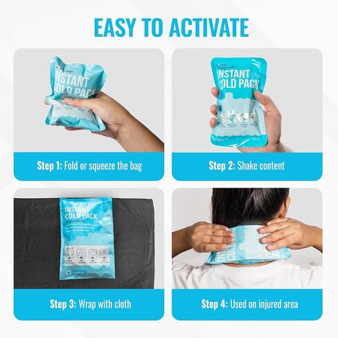 عبوة ضغط باردة فورية من ICEWRAPS 4×7 للإسعافات الأولية والرياضة - صندوق مكون من 50 قطعة | عبوة ثلج فورية للاستعمال مرة واحدة للإصابات وتخفيف آلام العضلات وعرق النسا وآلام الأسنان in Kuwait