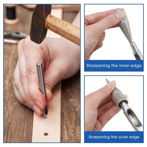 Leather Hole Punch Sharpener Emery Round Edge Grinder Polishing Polisher Tool for Handmade Manual DIY Crafts 3-16MM, Silver-Gray in Kuwait