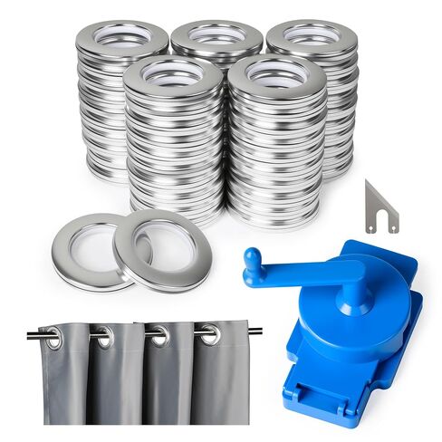 HOMAR Rotary Curtain Puncher with 50 pcs 1.9-2in Curtain Grommet Kit Silver in Saudi Arabia