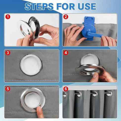 HOMAR Rotary Curtain Puncher with 50 pcs 1.9-2in Curtain Grommet Kit Silver in Saudi Arabia