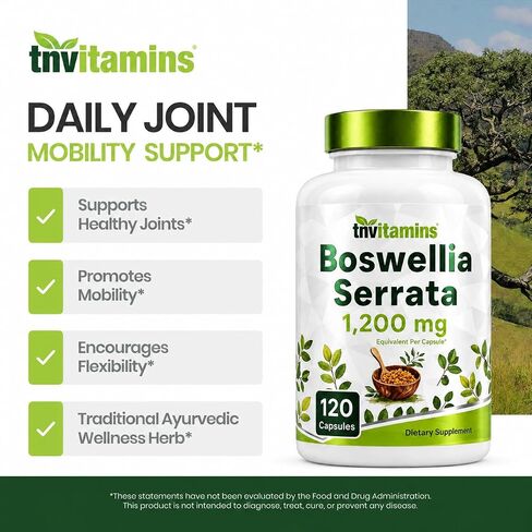 tnvitamins Boswellia Serrata Herbal Extract Capsules | 1200 MG/Capsule (120 Capsules) | Joint Support Supplement* | Ayurvedic Herb: Indian Olibanum/Frankincense in Saudi Arabia
