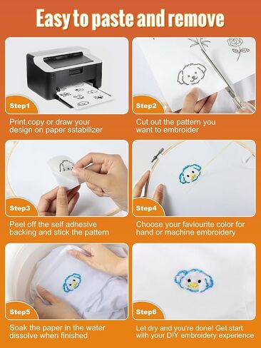 8PCS Printable Embroidery Stabilizer 8.5"x11" Wash Away Stabilizer in Kuwait