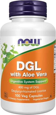 NOW Supplements, DGL with Aloe Vera (Deglycyrrhizinated Licorice) Dietary Supplement, 100 Veg Capsules in Kuwait