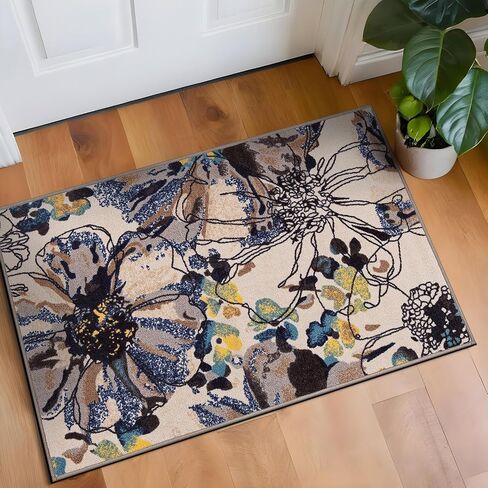 سجادة منطقة Rugshop Modern Bright Flowers غير قابلة للانزلاق (غير قابلة للانزلاق) مقاس 5 × 7 (5' 3" × 7' 3") كريمي in Kuwait