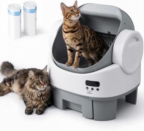 WARCAT Automatic Litter Box丨Open Top, Child Lock, Gray&White in Kuwait