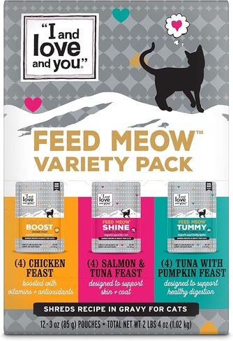 I AND LOVE AND YOU Feed Meow Tummy Wet Cat Food - Tuna + Pumpkin - Digestion Support, Grain Free, Shredded, 3oz Pack of 12 in Kuwait