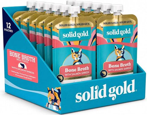 Solid Gold Bone Broth Cat Food Topper, Tuna, Lickable Pouches, 12ct in Kuwait