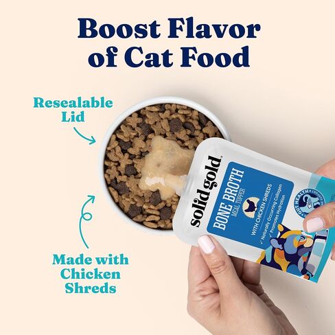 Solid Gold Bone Broth Cat Food Topper, Tuna, Lickable Pouches, 12ct in Kuwait