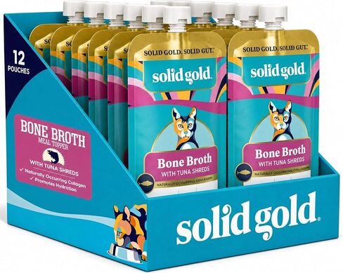 Solid Gold Bone Broth Cat Food Topper, Tuna, Lickable Pouches, 12ct in Kuwait