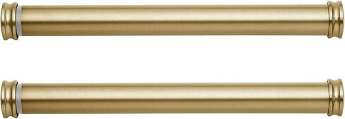 MODE Premium Collection Side Mount 1 1/8" Diameter Curtain Rod Set of Two with Brushed Gold End Cap Finials and Steel Wall Mounted 12" to 20" Adjustable Curtain Rods, Brushed Gold in Kuwait