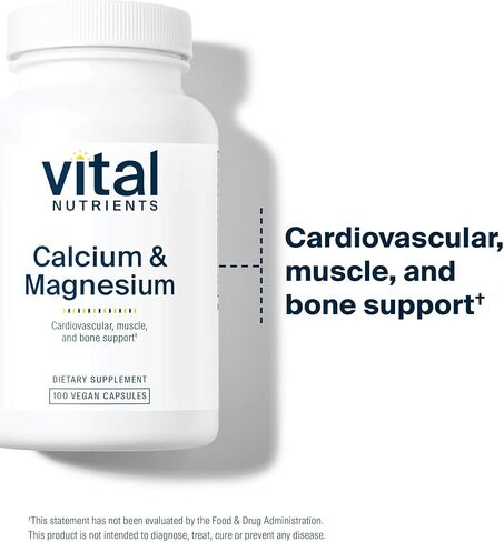 Vital Nutrients Calcium and Magnesium Complex | Vegan Supplement | Support Bone Strength, Muscle and Cardiovascular Health* | Gluten, Dairy and Soy Free | Non-GMO | 100 Capsules in Kuwait