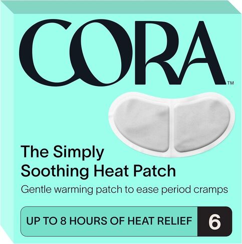 Cora Heat Relief Patch 2 Pack - Soothe Cramps for up to 8 Hours with Heat from Activated Carbon - Adheres to Your Clothes to Ease Cramps Exactly Where You Need it in Kuwait