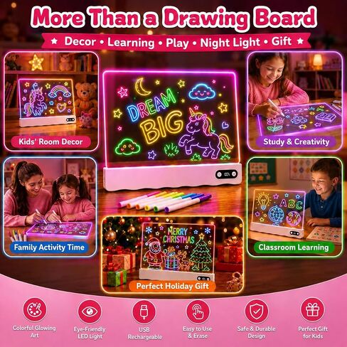 SINWE 16" led Drawing Board, Neon Glow Doodle Pad for Girl Gift in Kuwait