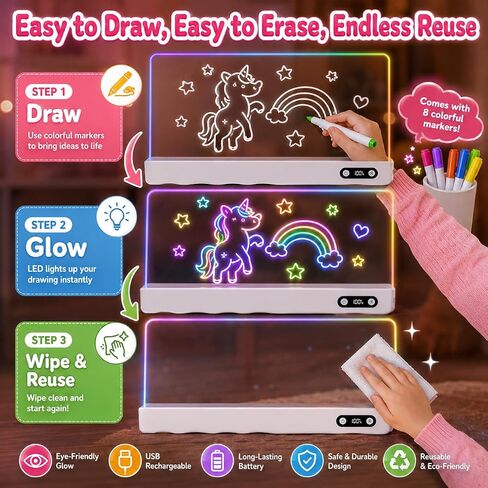 SINWE 16" led Drawing Board, Neon Glow Doodle Pad for Girl Gift in Kuwait