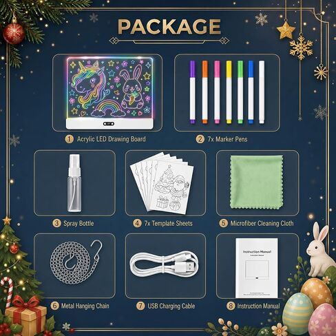 16" Rechargeable LED Drawing Board for Girls, 11 Light Modes in Kuwait