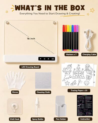 16" LED Drawing Board for Kids, Rechargeable Glow Doodle Board Toys in Kuwait