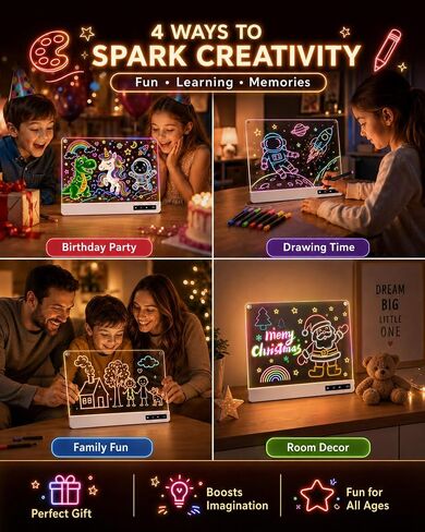 16" LED Drawing Board for Kids, Rechargeable Glow Doodle Board Toys in Kuwait