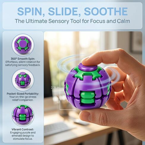 Press to Spin Fidget Ball Spin Stress Spinner Ball Sensory Fidget Toys in Saudi Arabia