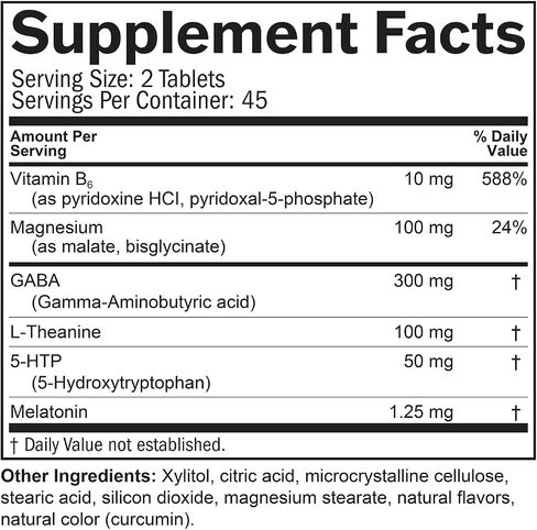 BRAINMD Put Me to Sleep Naturally - 90 Chewable Tablets - with Melatonin, L-Theanine, Magnesium, GABA, Vitamin B6 & 5-HTP - Gluten Free - 45 Servings in Saudi Arabia
