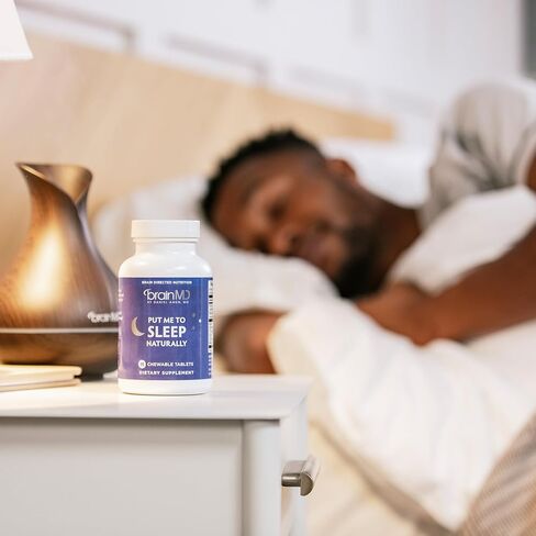 BRAINMD Put Me to Sleep Naturally - 90 Chewable Tablets - with Melatonin, L-Theanine, Magnesium, GABA, Vitamin B6 & 5-HTP - Gluten Free - 45 Servings in Saudi Arabia