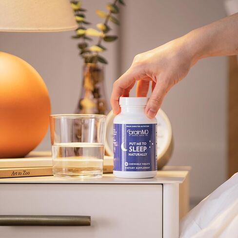 BRAINMD Put Me to Sleep Naturally - 90 Chewable Tablets - with Melatonin, L-Theanine, Magnesium, GABA, Vitamin B6 & 5-HTP - Gluten Free - 45 Servings in Saudi Arabia