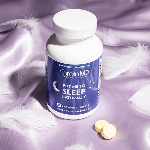 BRAINMD Put Me to Sleep Naturally - 90 Chewable Tablets - with Melatonin, L-Theanine, Magnesium, GABA, Vitamin B6 & 5-HTP - Gluten Free - 45 Servings in Saudi Arabia