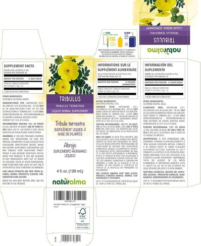 Naturalma Tribulus (Tribulus terrestris) صبغة الفاكهة الخالية من الكحول 4 أونصة سائلة في قطرات | مكمل عشبي | نباتي | منتج إيطاليا in Kuwait