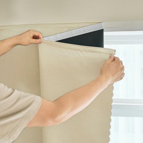 self Adhesive Portable 100% Blackout Curtains Simple and Easy to installBedroom Window Thermal Lnsulated Kitchen Room Darkening Black Small Drapes 1-Pack in Kuwait