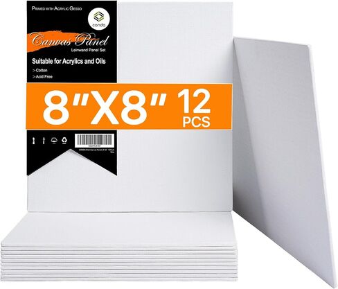 CONDA 24 Pack 4x4 Inch Mini Blank Canvas for Painting, 100% Cotton Canvas with Pinewood Frame, Acid-Free Primed Mini Square Canvas for Acrylic Oil Painting, Classroom Art & Party Decor in Kuwait