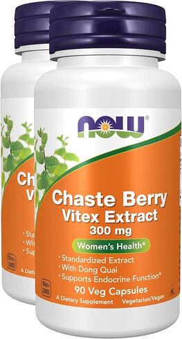 NOW Supplements, Chaste Berry Vitex Extract 300 mg with Dong Quai, Women's Health*, 90 Veg Capsules in Saudi Arabia