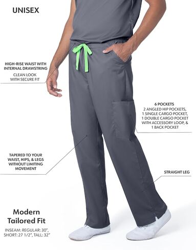 Landau Proflex Unisex Tailored Fit Comfort Stretch 6-Pkt Cargo Scrub Pants 2104 in Saudi Arabia