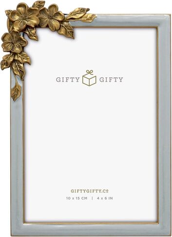 GIFTY GIFTY Vintage Grey Thin Boarder Floral Photo Frame / 4x6 In | For Vertical and Horizontal Display on Tabletops | Perfect for Home Decor, Wedding, Graduation, Or Milestone Photos Gift Box in Kuwait