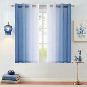 Ombre Crushed Chiffon Sheer Curtains 84 Inch Light Filtering for Living Room Bedroom Decor, Set of 2 Gradient Crinkle Curtain Panels for Not See Through Girls Room, Garden, Yard, Rod Pocket, Pink in Saudi Arabia