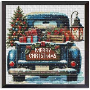 Christmas Snowman Stamped Cross Stitch Kits for Beginners Adults 14×14inch in Saudi Arabia
