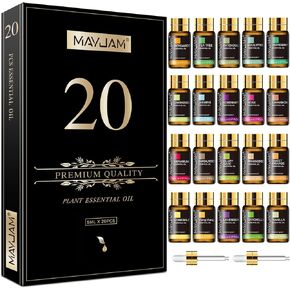 MAYJAM 20 Pcs Pure Essential Oil Gift Set, for Diffuser, Humidifiers, Skin Care, Massage, Fragrance Oil Scent for DIY Candle and Soap Making, Gift for Friend (5ML) in Saudi Arabia