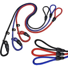 FOVRLZSE 3-Pack 10mm Woven Nylon Dog Slip Leashes, 4.6FT, Red Black Blue in Kuwait