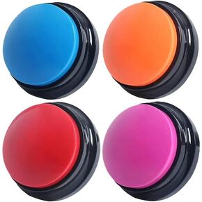 Voice Recording Button, Dog Buttons for Communication Pet Training Buzzer, 30 Second Voice Record and Playback, Funny Gift for Study Office Home 4 Pack Red/Blue/Rose/Orange in Kuwait