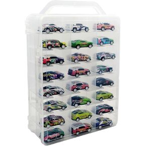 Adevar Double Sided 1/64 Scale Toy Car Storage Case Compatible with Matchbox Car Hot Wheels Storage Case,46 Slot Transparent Organizer for 48 Toy Cars,Case Only in Kuwait