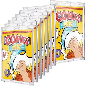 Wonderjune 4 Pack Magnetic Comic Book Holder Outer Clear Comic Book Display Case Inside Wall Mountable UV Protection Slab Protectors Fits Most Wall Display (7.52" X 12.24",7.13" X 10.91") in Kuwait